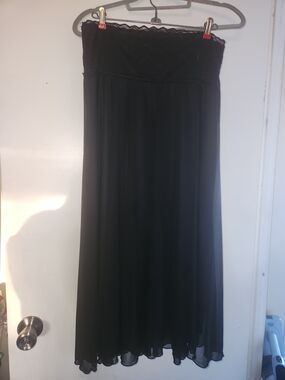 dressbarn Black Lace-Trim Maxi Skirt
